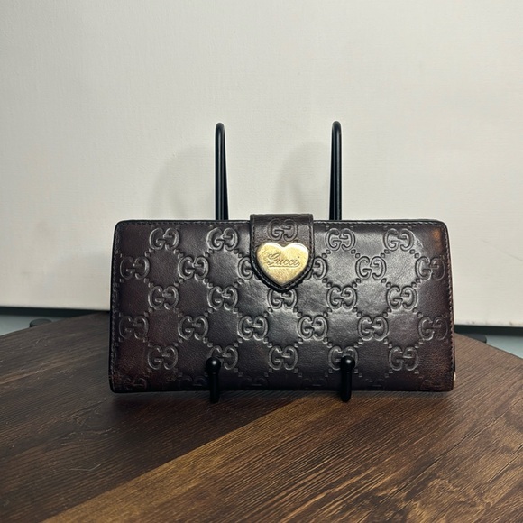 Authentic Gucci Chocolate Brown Wallet w/ Gold Hardware - Picture 1 of 10